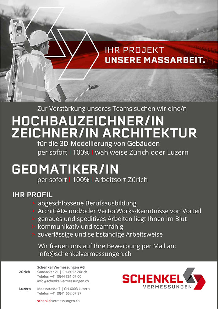 Hochbauzeichner/in, Zeichner/in Architektur, Geomatiker/in